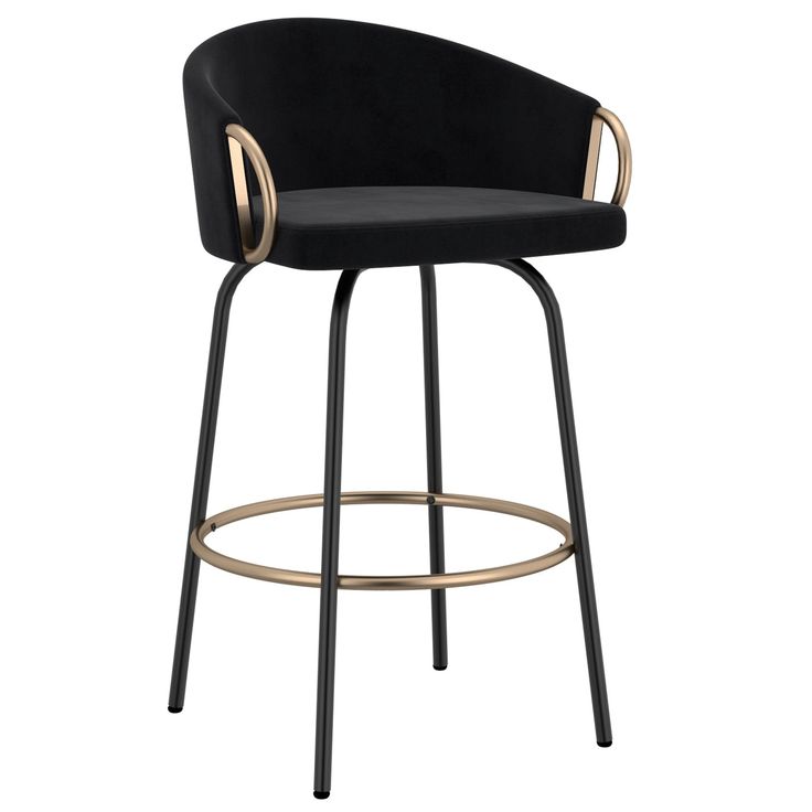 Rhoda Contemporary Velvet and Metal 26" Counter Stool