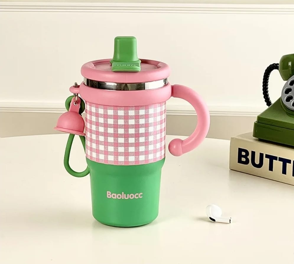 *Premium Plaid Garden Thurmose Cup 600ml Double Wall Insulate