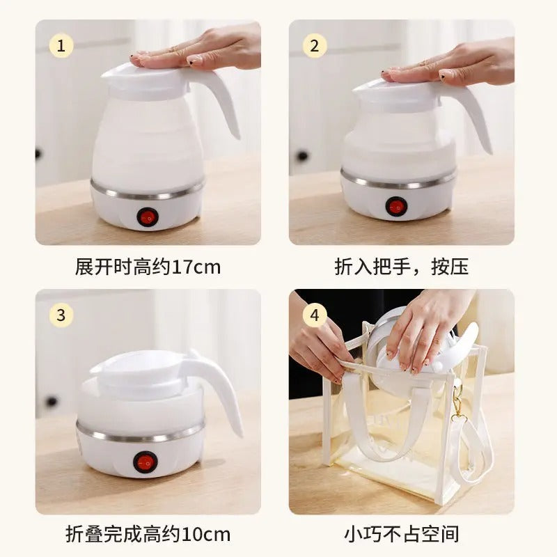 Foldable Electric Kettle, Camping, Travel, Silicone Electric Water Boiler, Tea Coffee Maker, Portable Coffee Kettle with Separable Power Cord for Outdoor Hiking