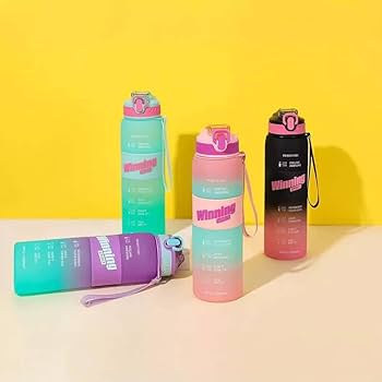 1000ml Plastic Sports Water Bottle with Airtight Lid and Carry Handle for Gym Trip School for Adults Kids