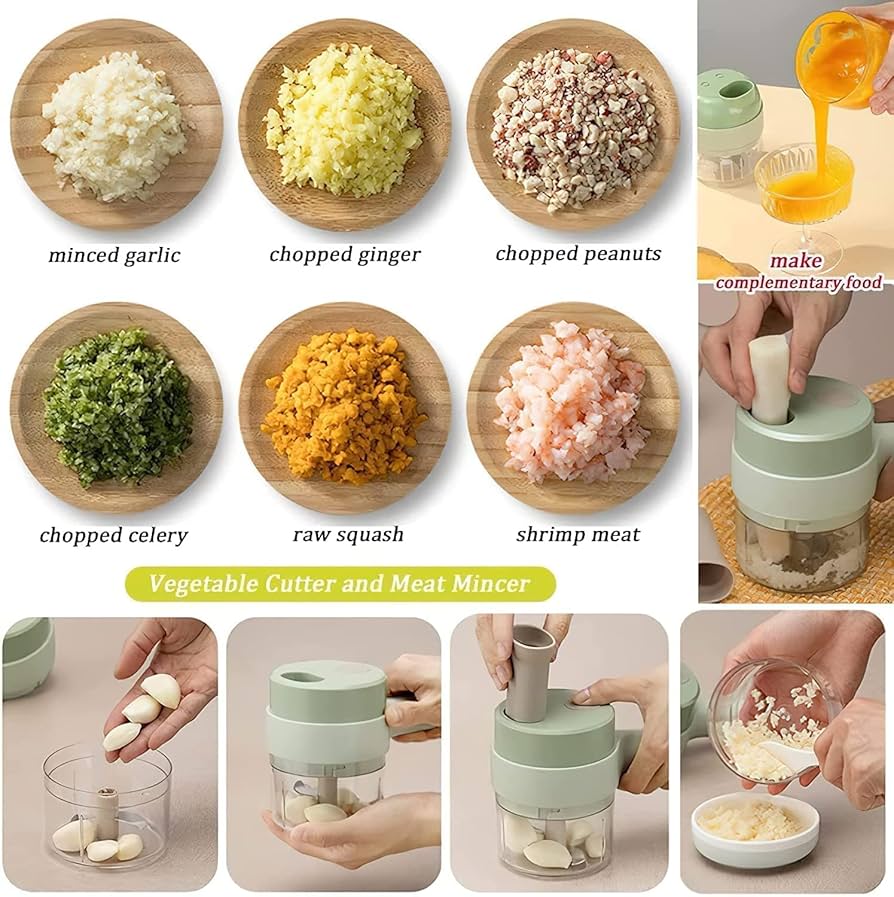 4-in-1 Portable Electric Vegetable Cutter Set.
