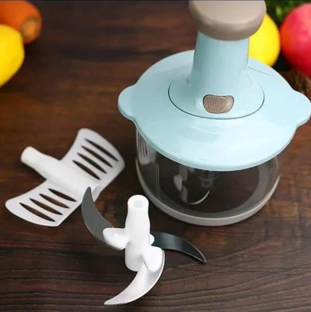 Manual hand-press food chopper.