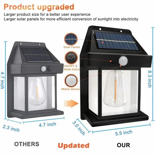 LED Olar Wall Lights Outdoor, Wireless Dusk to Dawn Porch Lights Fixture