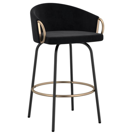 Rhoda Contemporary Velvet and Metal 26" Counter Stool