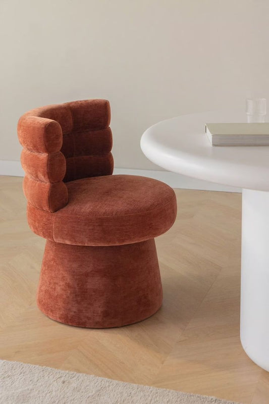 Rust Velvet Modern Barrel Chair