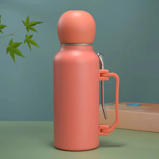 Custom 1300ml Large Capacity Yerba Thermos Vacuum Flasks Stainless Steel Insulated Water Bottle with Spoon