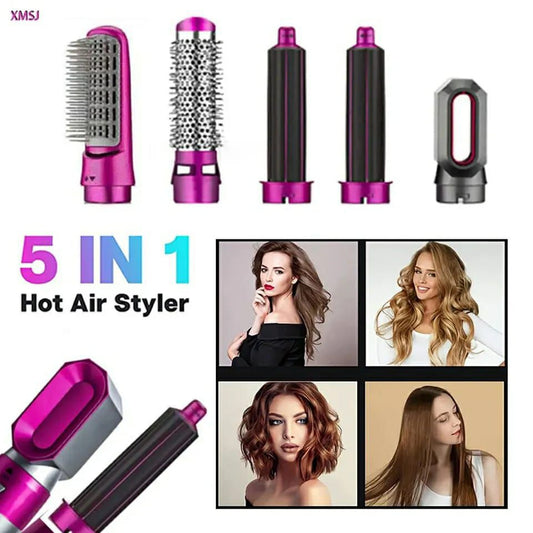 *5 in 1 Hair Dryer Hot Comb Set Wet and Dry Professional Curling Iron Hair Straightener Styling Tool Hair Dryer Household
