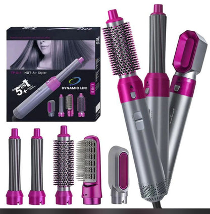 *5 in 1 Hair Dryer Hot Comb Set Wet and Dry Professional Curling Iron Hair Straightener Styling Tool Hair Dryer Household