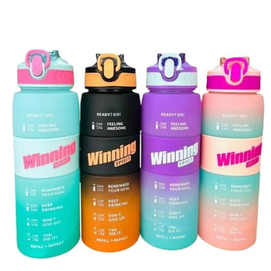 1000ml Plastic Sports Water Bottle with Airtight Lid and Carry Handle for Gym Trip School for Adults Kids