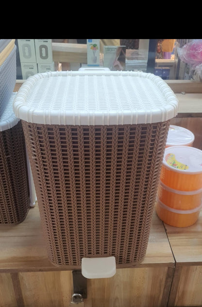 Knit & Knot Stylish Luxury Paddle Dust Bin, a pedal-operated trash bin with a woven-knit pattern.