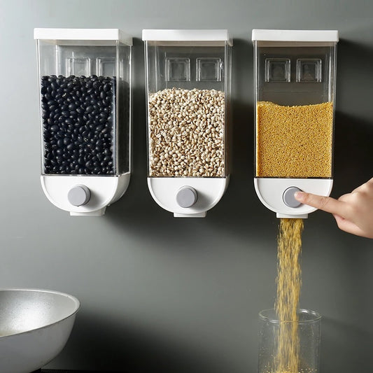 wall-mounted cereal or dry food dispenser.
