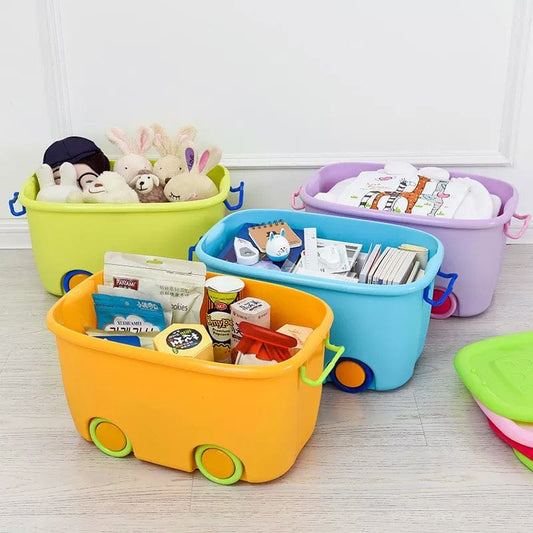 Colorful Kids Toy Storage Box, Storage Plastic Box With Wheels